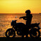 夕陽とバイクと。