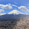 春の富士山と桜とUFO