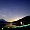 精進湖湖畔より