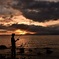 夕陽と釣り人