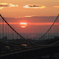 関門橋と夕陽