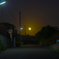 田舎の住宅地と月