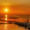 染まる夕日...