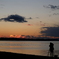涸沼の夕焼けとフォトグラファー