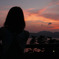 夕日を見る