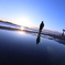 朝陽を浴びて