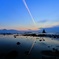飛行機雲焼ける