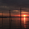 夕陽と電柱と