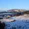 朝霧と残雪