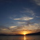 琵琶湖と雲と夕焼け