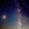 「巨光の木星と天の川」
