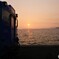夕陽と列車