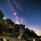 猪苗代湖と天の川と流れ星