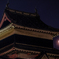 細い月と天守閣