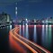 屋形船の光跡