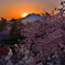岩木山に沈む夕日
