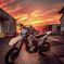 バイクと夕日
