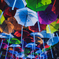 Under the umbrellas