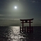 満月の湖中鳥居