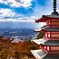 秋の富士山と忠霊塔