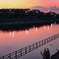 浦安境川夕景　夕暮れ色に溶け込む水面