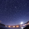 東郷湖に昇る月と春の星座