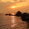 男女岩の夕日
