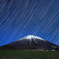 残雪の大山星景色