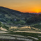 棚田のある夕景