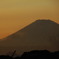 夕焼けにそまる富士