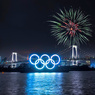 お台場 五輪マーク再設置記念? 花火2