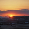 羽田空港の夕陽