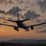 夕焼けのB767。