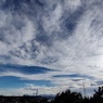 広角の青空と雲