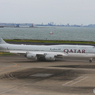 「曇り」QATAR 747-8　政府機  珍しい飛行機ですね！