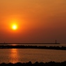 花曇りに夕日