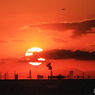 「クール」東京湾の夕暮れと・蜃気楼風 ＆ 飛行機が見える
