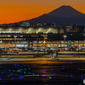 富士山と羽田空港(夕方)
