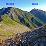 赤石岳への途上から望む爽やかな荒川三山