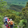 遠方に大姑娘山の頂を見ながら快適に足を運ぶ