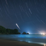 波が青く光っていた夜光景