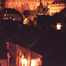 チェコ（１０４８）　夜のチェスキー・クルムロフ城を見る