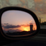 ミラー越しの夕日