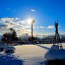 snow fence and blue sky and...sunlight