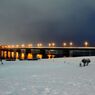The bridge wrapped in snow 