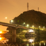 長良川の河原からの千鳥橋の夜景