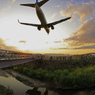 Airplane in the Senri river