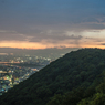 権現山と雨上がりの夕焼け