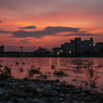 長良川の夕暮れ(川岸)