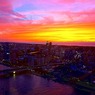 万代橋と夕焼け